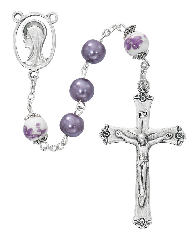 McVan 8mm Purple Pearl and Flower Rosary