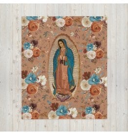 Petite Fleur Studios Our Lady of Guadalupe Floral 50″×60″ Women's Throw Blanket