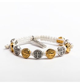 My Saint My Hero Benedictine Blessing Bracelet - Mixed Medals/White