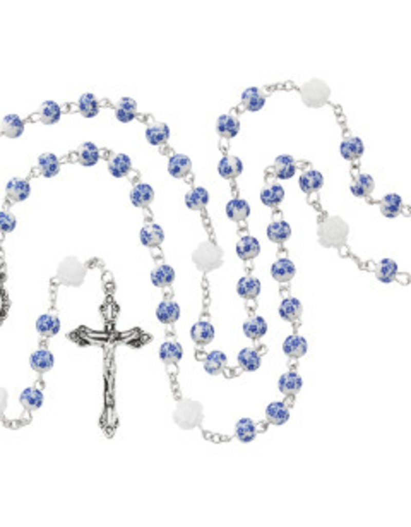 McVan 6mm Blue and White Flower Rosary