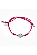 My Saint My Hero Breathe Blessing Bracelet, Silver-Fuschia