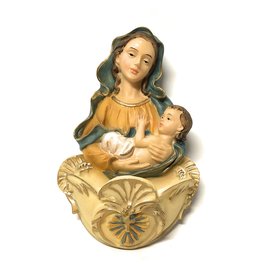 Costa Articoli Religiosi Virgin and Child Holy Water Stoup in Resin cm. 16x10.5