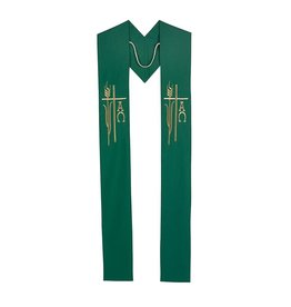 R.J. Toomey Green Embroidered Alpha Omega Stole