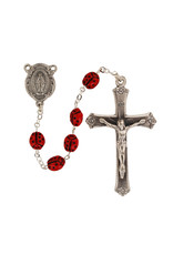 McVan Red Lady Bug Silver Rosary