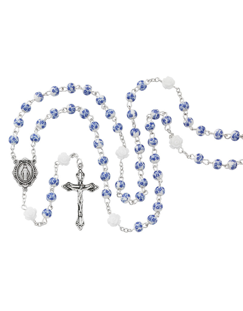 McVan 6mm Blue and White Flower Rosary