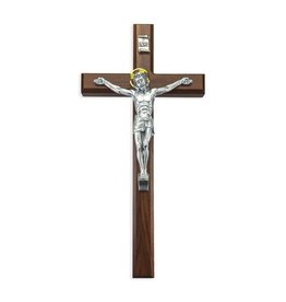 WJ Hirten 15" Heirloom Quality Walnut Cross with Silver Plated Corpus