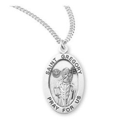 HMH Religious St. Gregory- Oval Sterling Medal on 20" chain