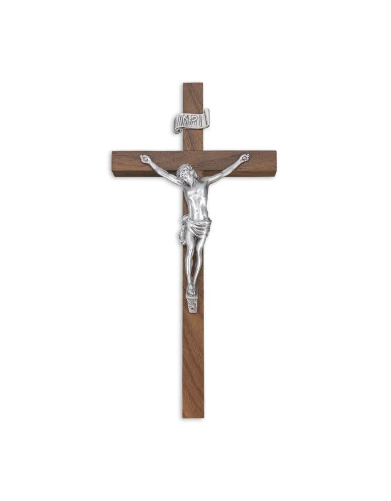 WJ Hirten 10" Walnut Crucifix with Pewter Corpus