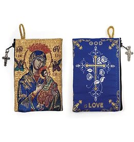 Logos Trading Post Mary Queen of Heaven & God is Love Woven Tapestry Rosary Pouch