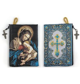 Logos Trading Post Virgin Mary Madonna and Child Woven Tapestry Rosary Pouch