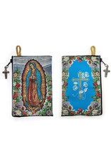 Logos Trading Post Our Lady of Guadalupe & Cross with FlowersWoven Tapestry Rosary Pouch