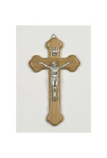 Lumen Mundi 8" Olive Wood Crucifix with Silver Toned Corpus