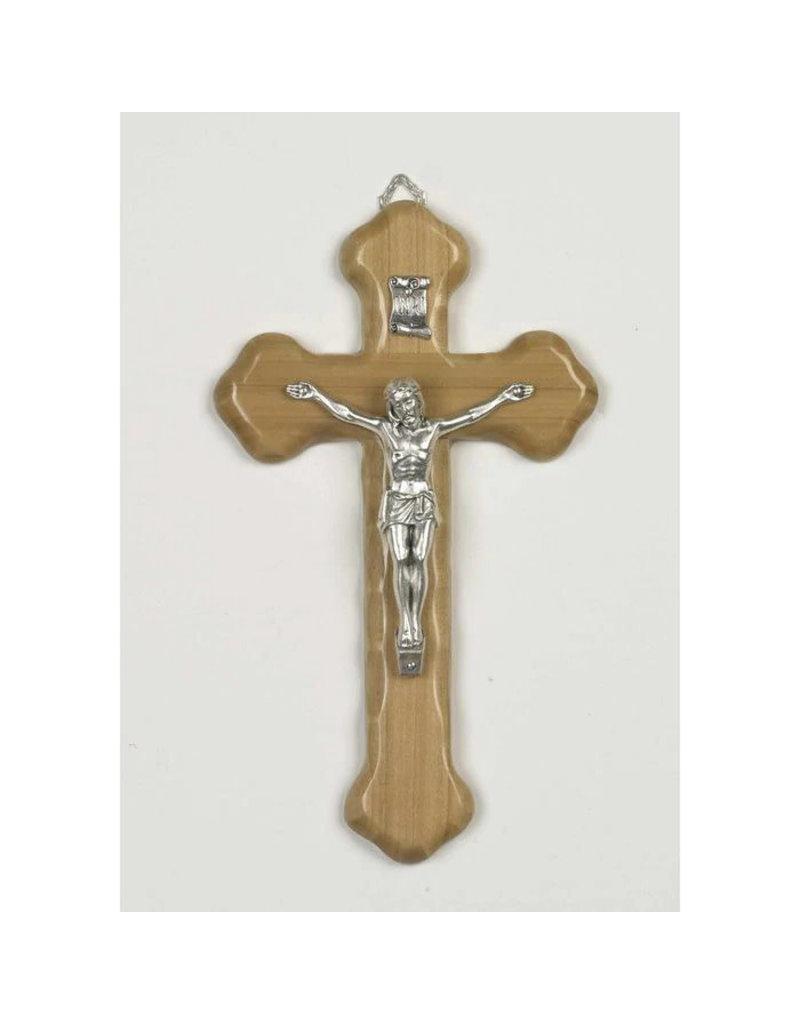 Lumen Mundi 8" Olive Wood Crucifix with Silver Toned Corpus