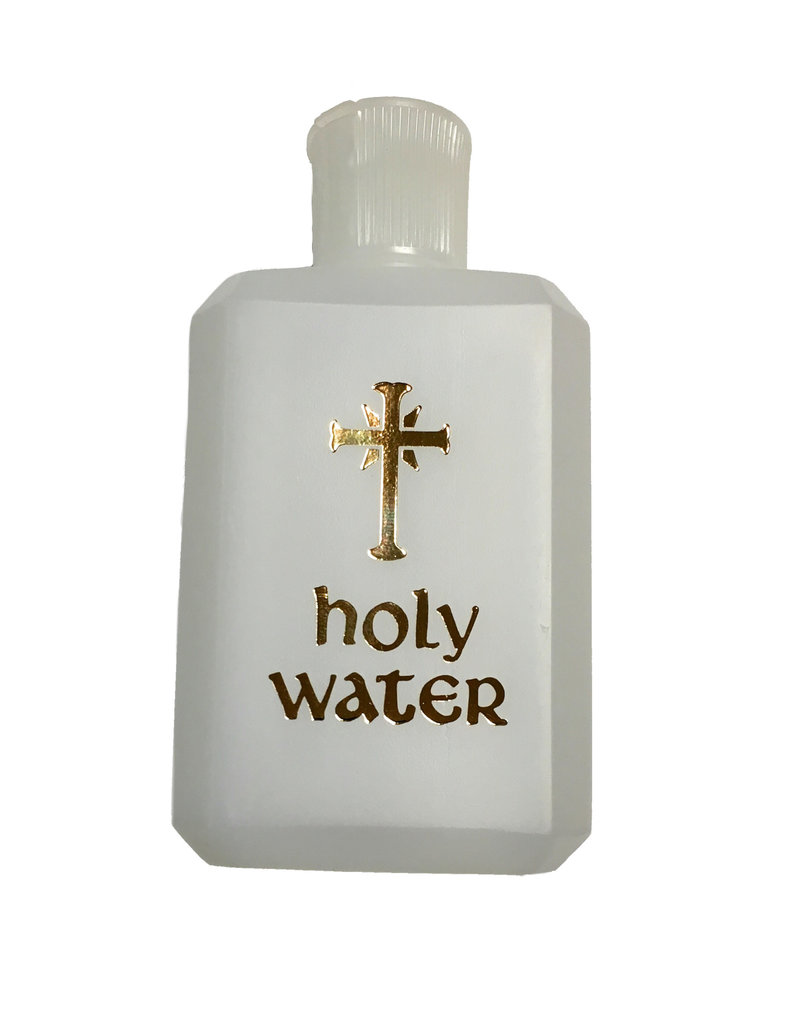 WJ Hirten 4oz Holy Water Bottle, Gold Stamped Cross