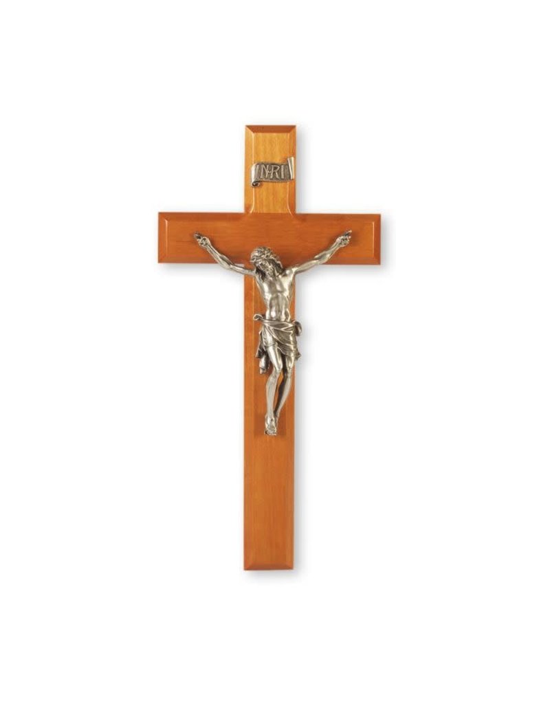 WJ Hirten 11"Natural Cherry Crucifix with Pewter Corpus