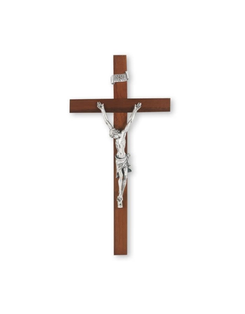 WJ Hirten 9" Walnut Cross with a Silver Plated Corpus