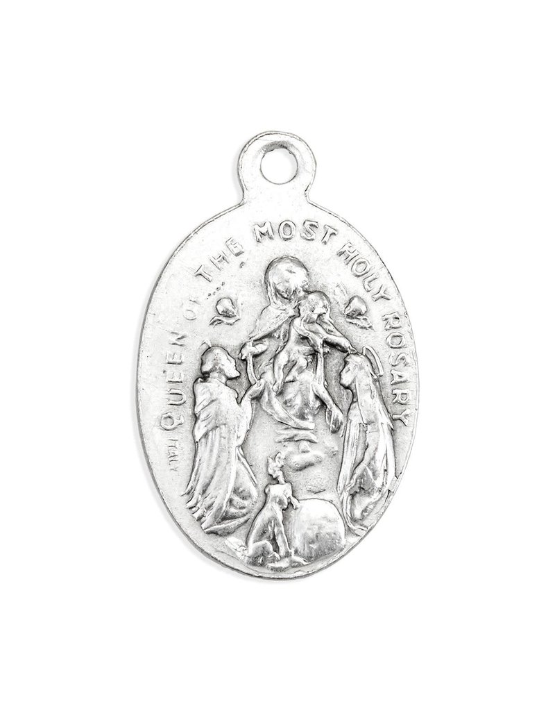 WJ Hirten 1" Saint Dominic - Our Lady of the Rosary Oxidized Medal