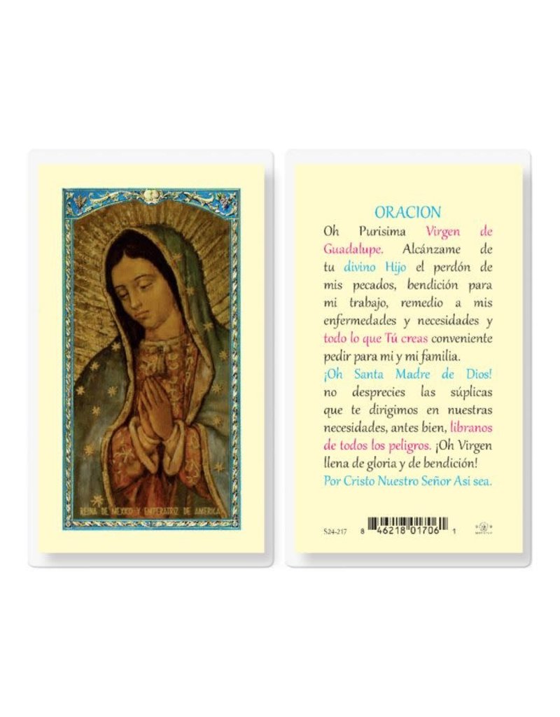 WJ Hirten Laminated Holy Card Virgen de Guadalupe