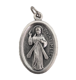 Devon Trading Company Divine Mercy Silver Oxidized Medal