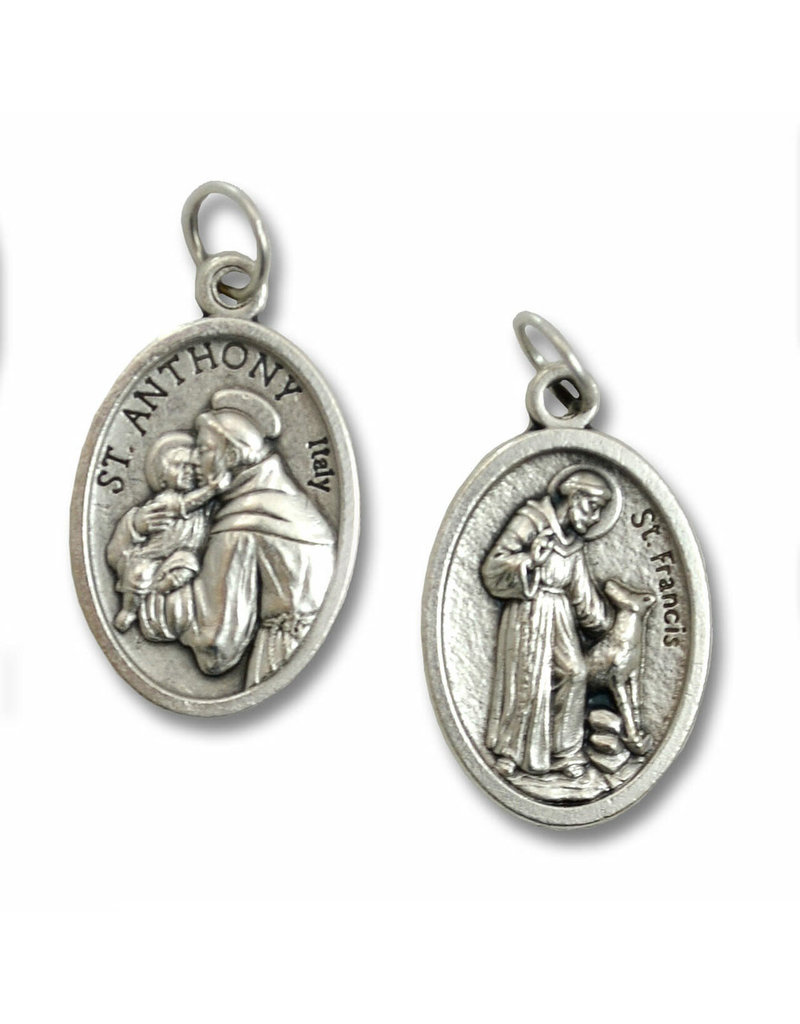 St. Anthony and St. Francis Oxidized Medal