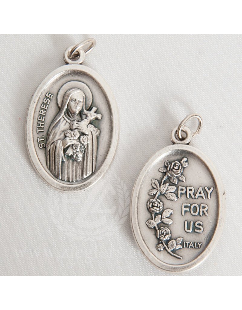 WJ Hirten 1" St. Therese Oxidized Medal