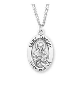 HMH Religious Sterling Silver St. Timothy Medal With 20" Necklace