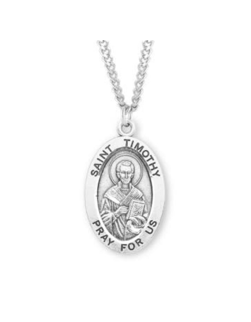 HMH Religious Sterling Silver St. Timothy Medal With 20" Necklace