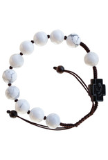 Sine Cera 10mm Adjustable Howlite and Jujube Wood Rosary Bracelet