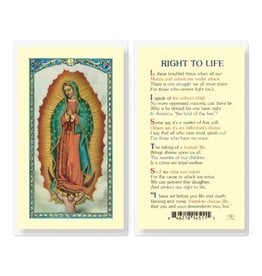 WJ Hirten Laminated Holy Card Right to Life