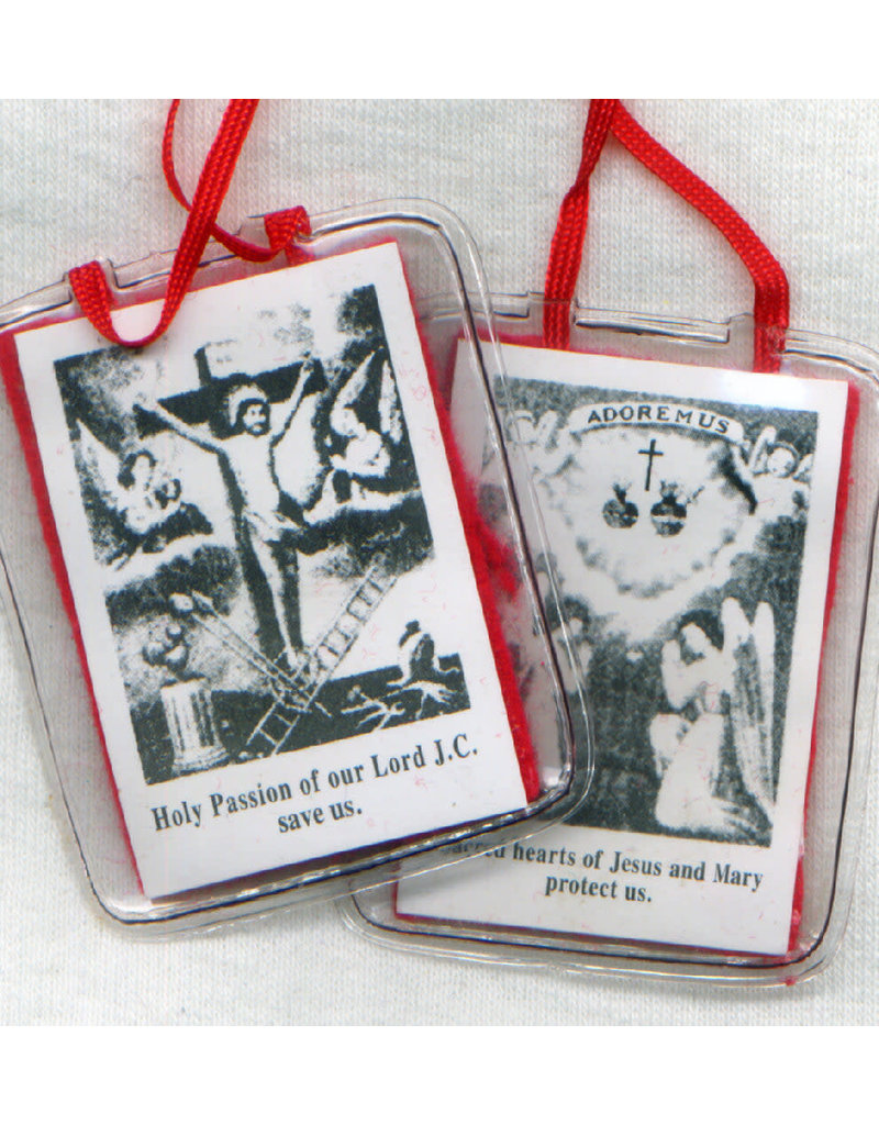 Religious Art Inc 2" Red Scapular of the Passion with Pamphlet