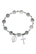 McVan Grey Marble Rosary Stretch Bracelet