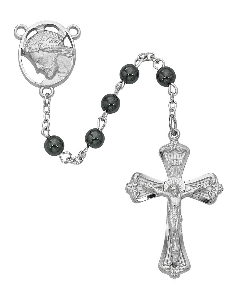 McVan 6mm Hematite Rosary with Crown of Thorns Centerpiece