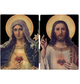 Antique Sacred & Immaculate Hearts Diptych