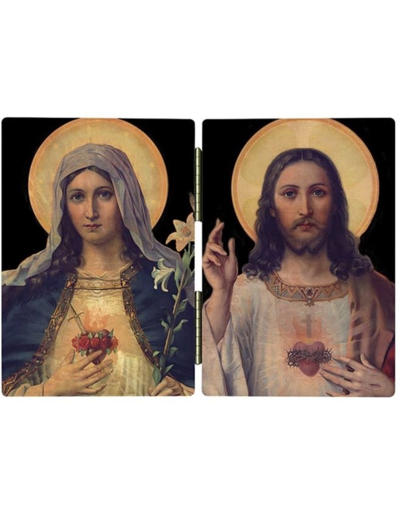 Antique Sacred & Immaculate Hearts Diptych