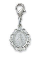 McVan Miraculous Medal Clippable Charm Silver Color with Rhodium Finish