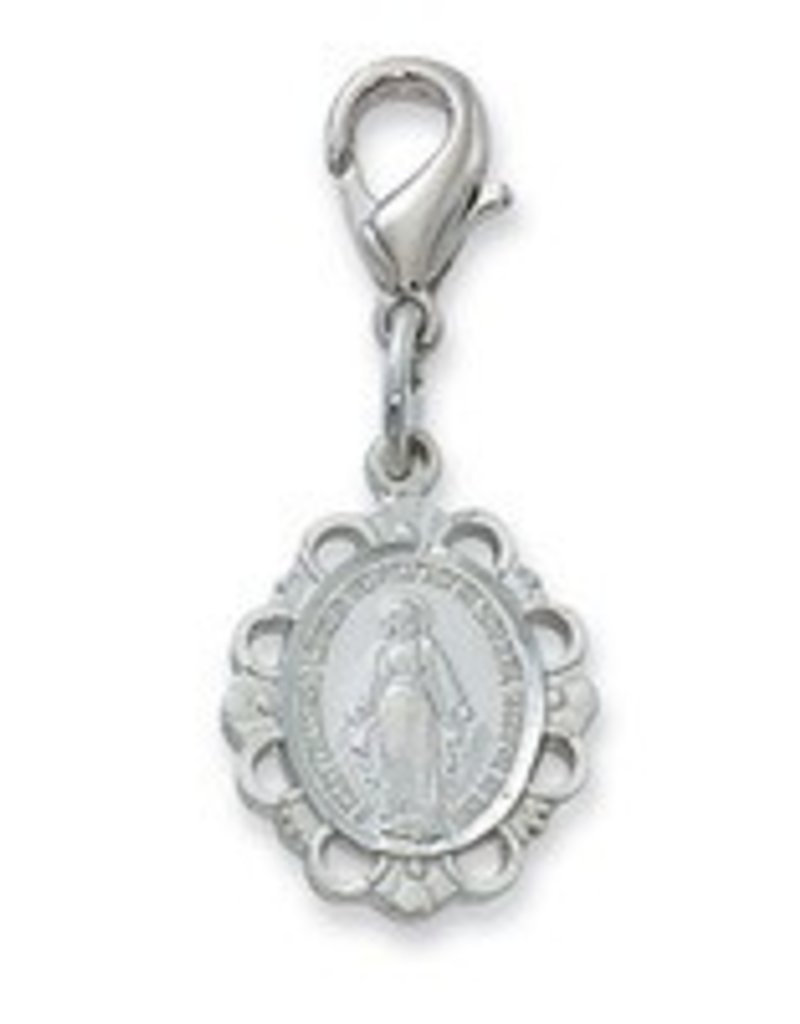 McVan Miraculous Medal Clippable Charm Silver Color with Rhodium Finish