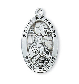 McVan Sterling Silver St. Barbara Medal on 18" Chain