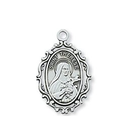 McVan Sterling Silver St. Therese Little Flower Medal on 18" Chain