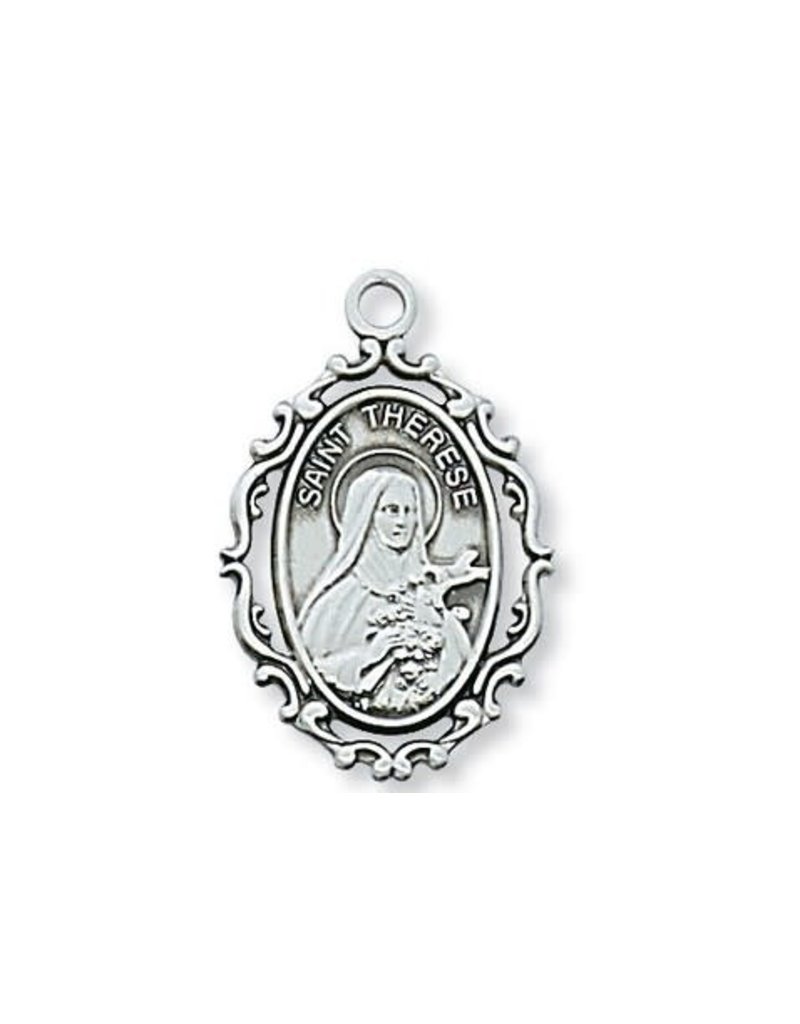 McVan Sterling Silver St. Therese Little Flower Medal on 18" Chain