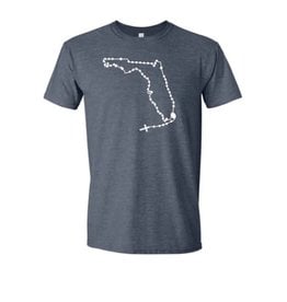 States of Faith Florida Catholic Rosary T- Shirt L Navy