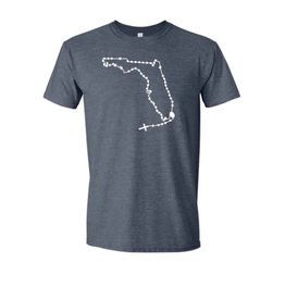 States of Faith Florida Catholic Rosary T- Shirt Medium Navy