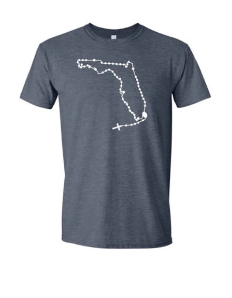 States of Faith Florida Catholic Rosary T- Shirt Medium Navy