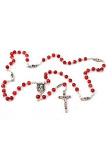 Ghirelli Saint Pio of Pietrelcina Rosary in Antique Silver with Red Beads