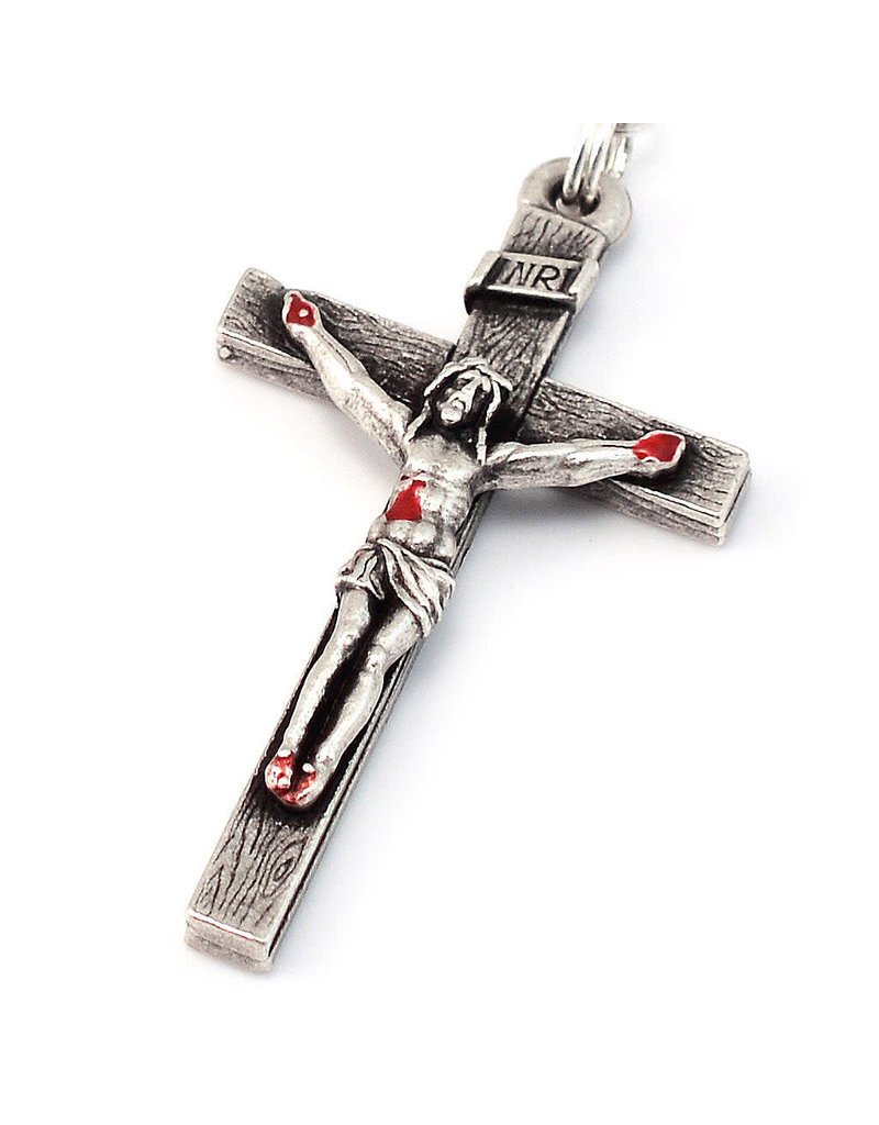 Ghirelli Saint Pio of Pietrelcina Rosary in Antique Silver with Red Beads