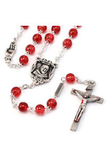 Ghirelli Saint Pio of Pietrelcina Rosary in Antique Silver with Red Beads