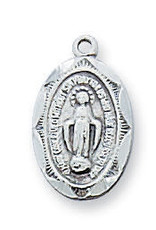 McVan Sterling Silver Baby Miraculous Medal on 13" Rhodium Chain