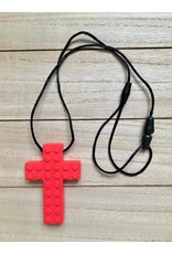 The Other Mother Teresa Silicone Cross Chew Necklace, Cross Chewelery Red