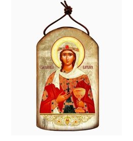 DesignocracyUSA Saint Barbara Wooden Icon Ornament