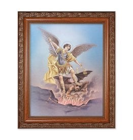 WJ Hirten 10" x 12" Ornate Wood Frame with an 8" x 10" Saint Michael Print