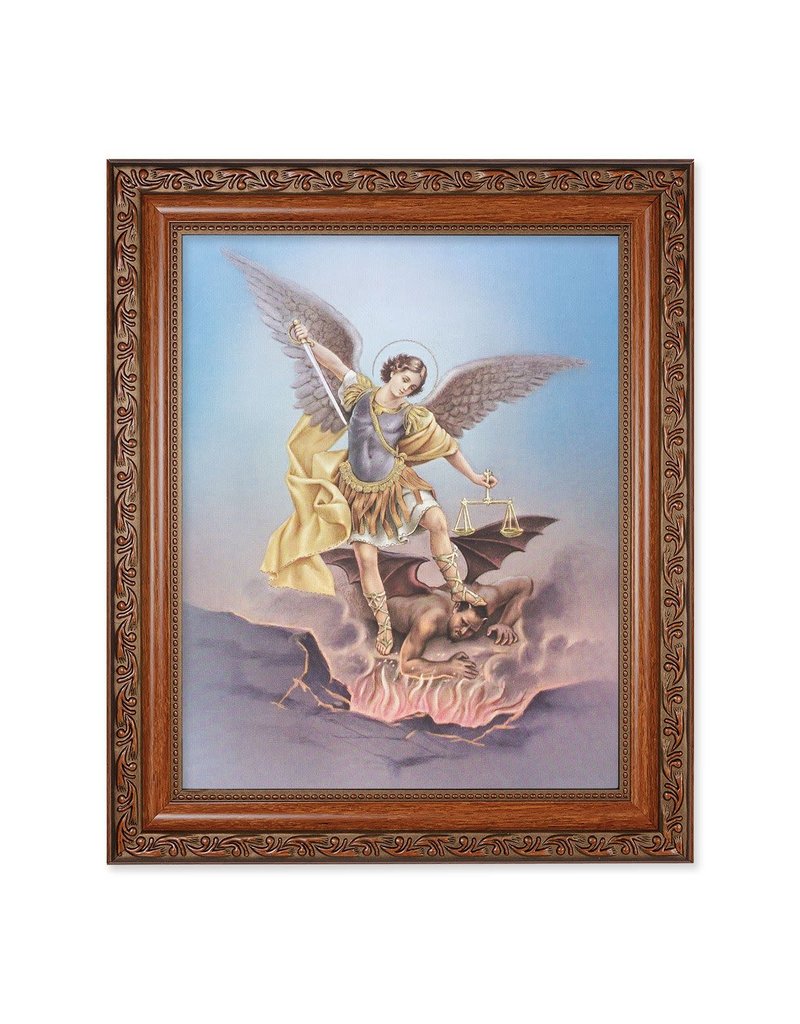 WJ Hirten 10" x 12" Ornate Wood Frame with an 8" x 10" Saint Michael Print